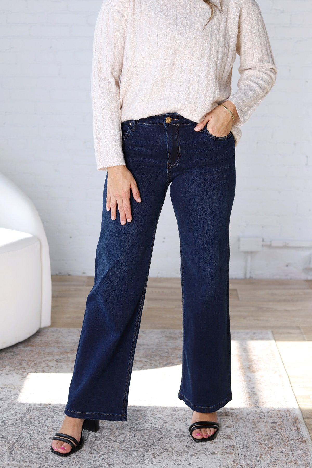 KUT Jean Wide Leg Clean Hem Denim - Attributable