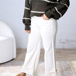 KUT Meg High Rise Wide Leg Roll Up Hem - Candle