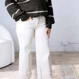 KUT Meg High Rise Wide Leg Roll Up Hem - Candle