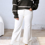 KUT Meg High Rise Wide Leg Roll Up Hem - Candle