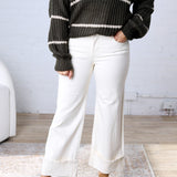 KUT Meg High Rise Wide Leg Roll Up Hem - Candle