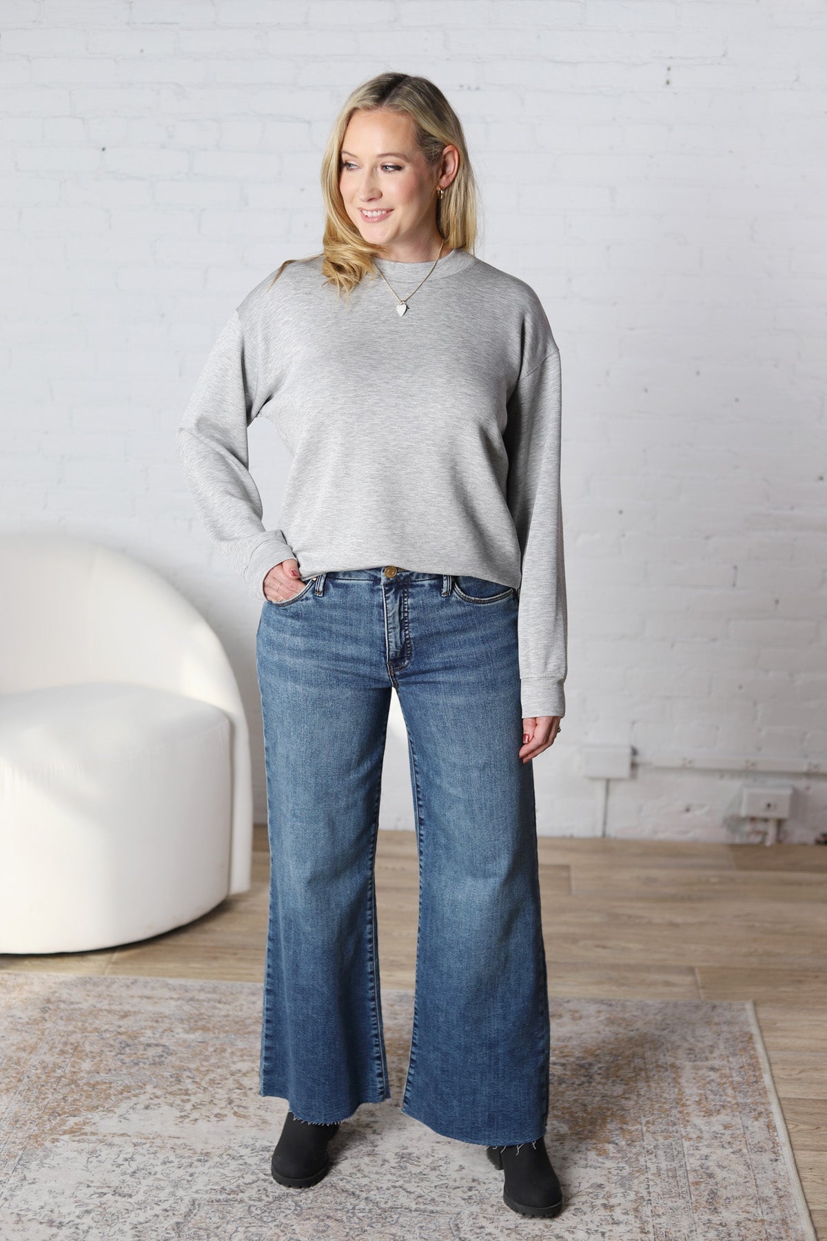 KUT Meg Wide Leg Denim Long - Family Wash