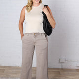 KUT Meg Wide Leg Front Pocket Denim - Coffee Cream