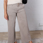 KUT Meg Wide Leg Front Pocket Denim - Coffee Cream