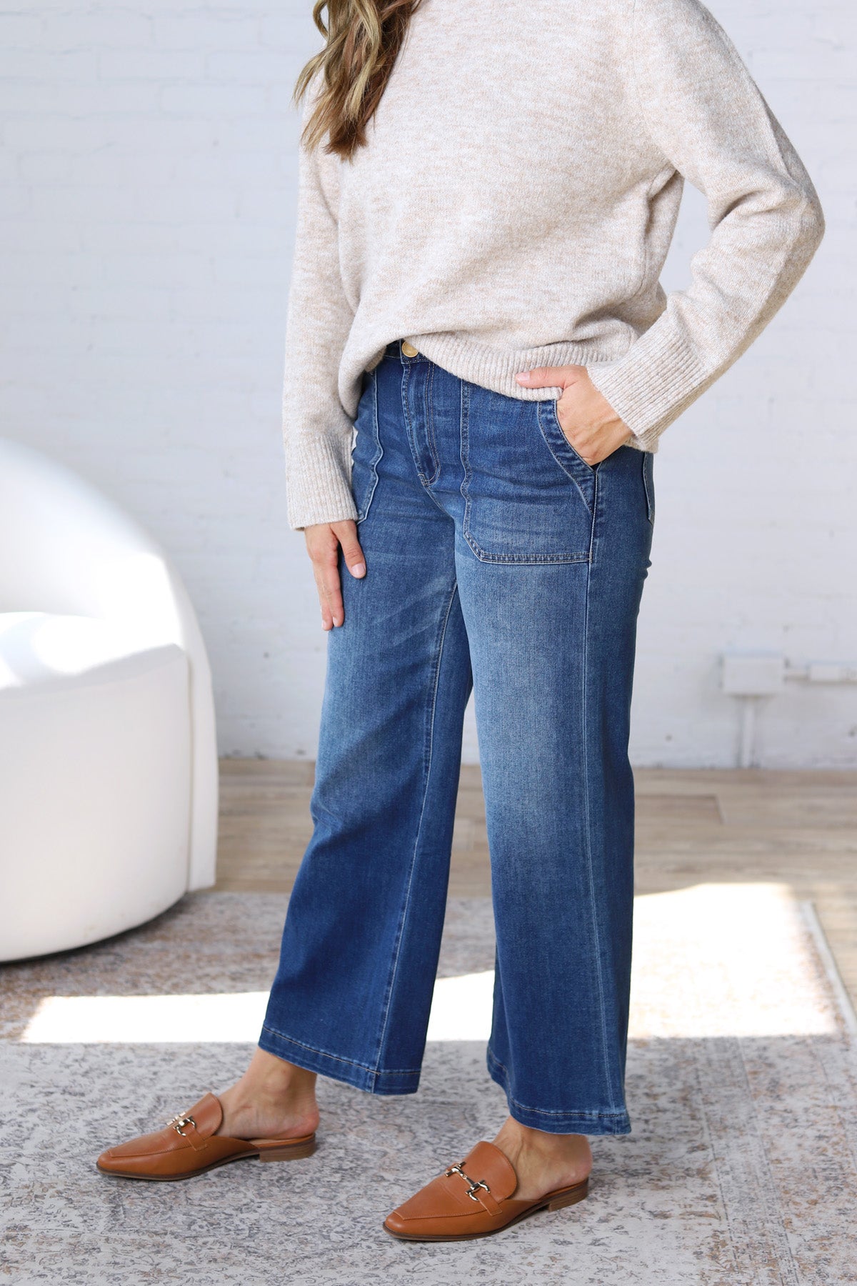 KUT Meg Wide Leg Pant - Dark Wash