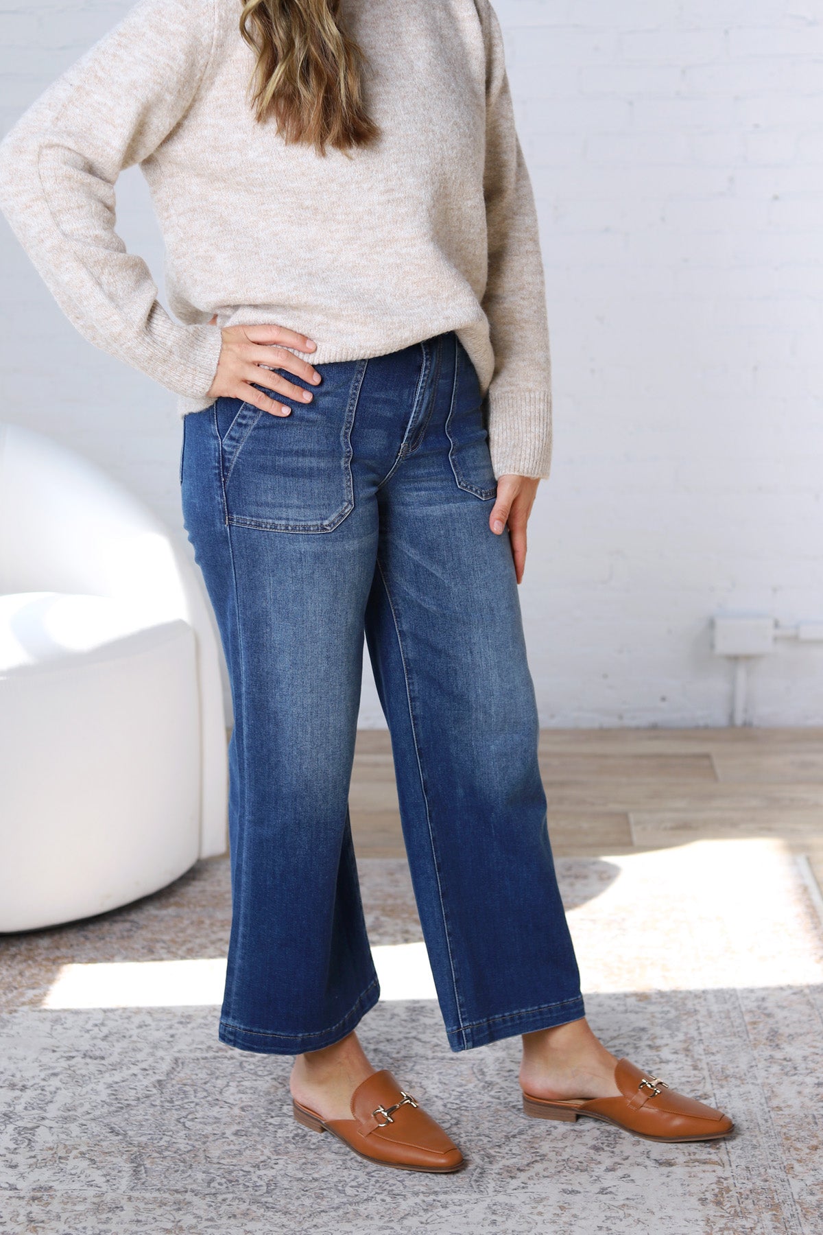 KUT Meg Wide Leg Pant - Dark Wash