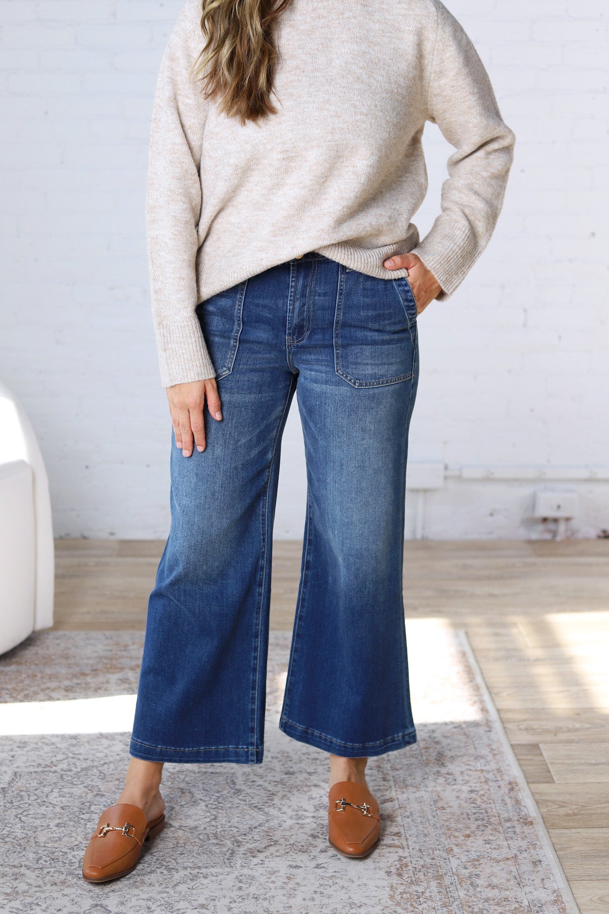 KUT Meg Wide Leg Pant - Dark Wash