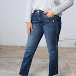 KUT Reese Ankle Straight Raw Hem Denim - Intuition