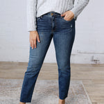 KUT Reese Ankle Straight Raw Hem Denim - Intuition