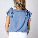 Kaelis Layered Ruffle Linen Blouse