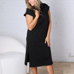 Kai Round Neck Short Sleeve Midi Dress - Black