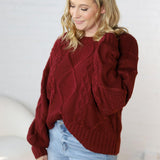 Kaia Cable Knit Sweater - Wine