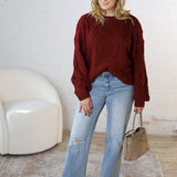 Kaia Cable Knit Sweater - Wine