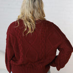 Kaia Cable Knit Sweater - Wine