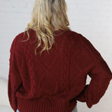 Kaia Cable Knit Sweater - Wine