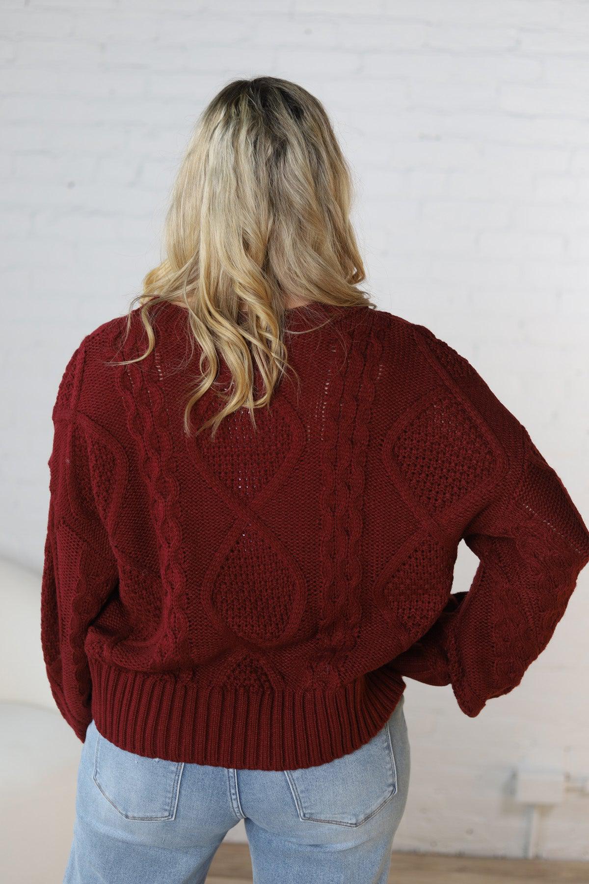 Kaia Cable Knit Sweater - Wine