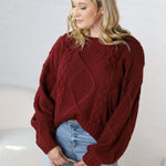 Kaia Cable Knit Sweater - Wine - FINAL SALE