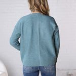 Kaia Oversized Slub Yarn Sweater - Teal