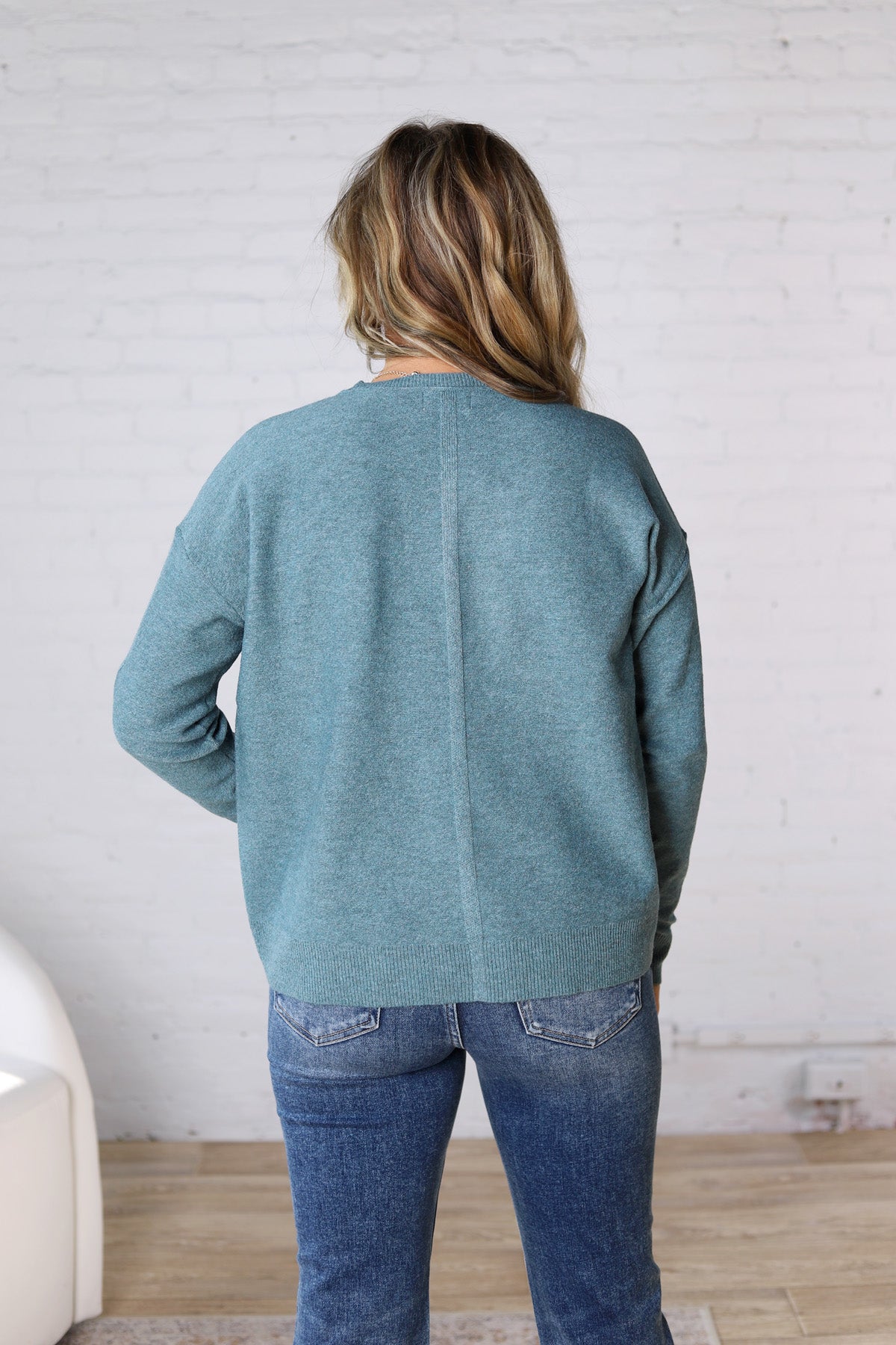 Kaia Oversized Slub Yarn Sweater - Teal