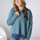 Kaia Oversized Slub Yarn Sweater - Teal
