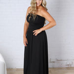 Kaia Strapless Ruched Maxi Dress - Black