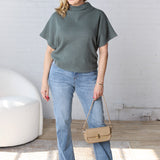 Kairi Mock Neck Top - Ash Jade