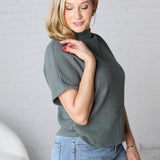 Kairi Mock Neck Top - Ash Jade