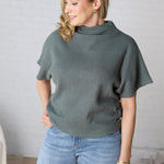 Kairi Mock Neck Top - Ash Jade