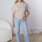 Kairi Mock Neck Top - Lt Mocha