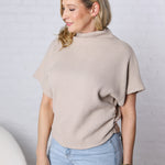 Kairi Mock Neck Top - Lt Mocha