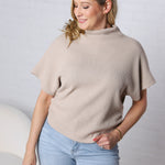 Kairi Mock Neck Top - Lt Mocha