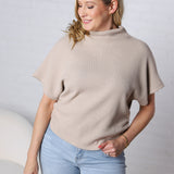 Kairi Mock Neck Top - Lt Mocha