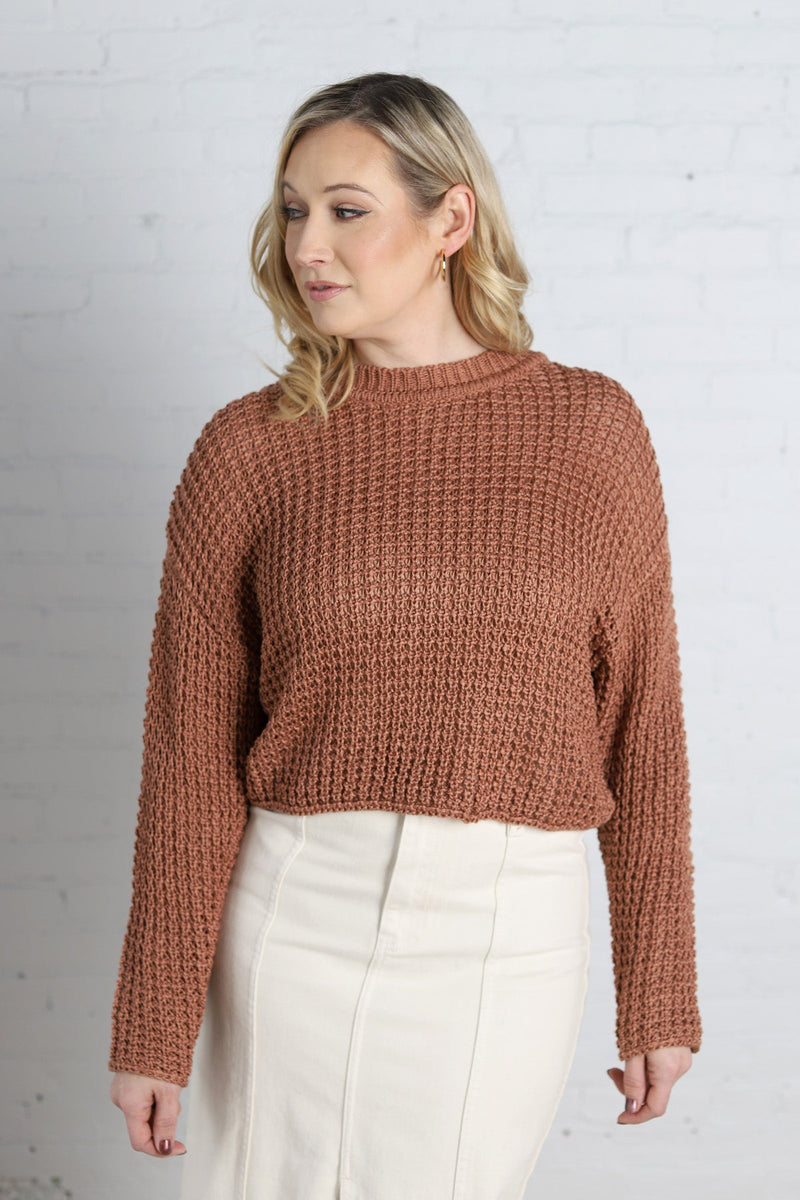 Kaitlyn Crochet Knit Crew Neck Sweater - Sienna – Gallery 512 Boutique