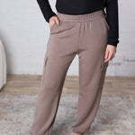 Kalani Modal Poly Scuba Cargo Joggers - Mocha