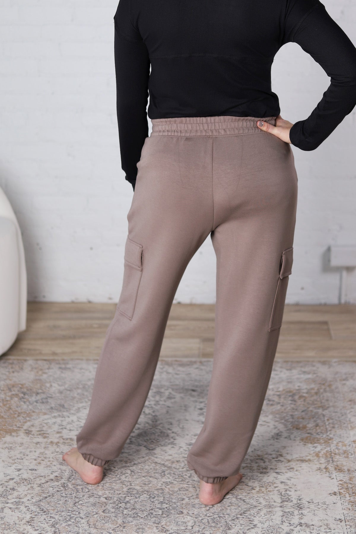 Kalani Modal Poly Scuba Cargo Joggers - Mocha FINAL SALE