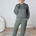 Kalani Model Poly Scuba Cargo Joggers - Sage Leaf