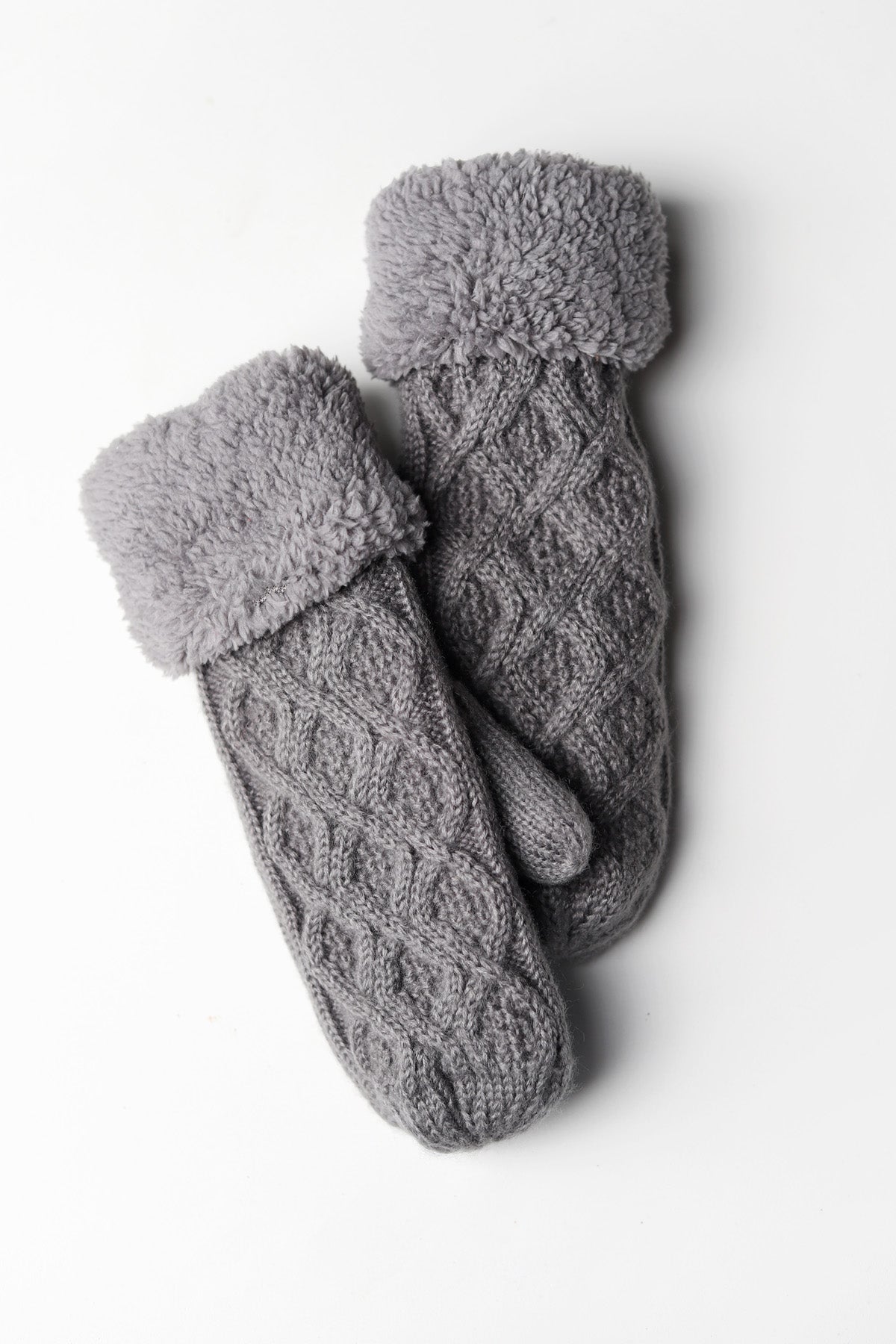 Kallee Cable Knit Mittens: Grey - FINAL SALE