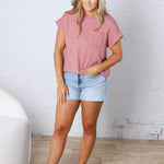 Kallia Cuffed Knit Top - Marsala