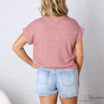Kallia Cuffed Knit Top - Marsala