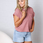 Kallia Cuffed Knit Top - Marsala