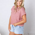 Kallia Cuffed Knit Top - Marsala