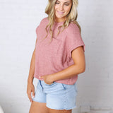 Kallia Cuffed Knit Top - Marsala