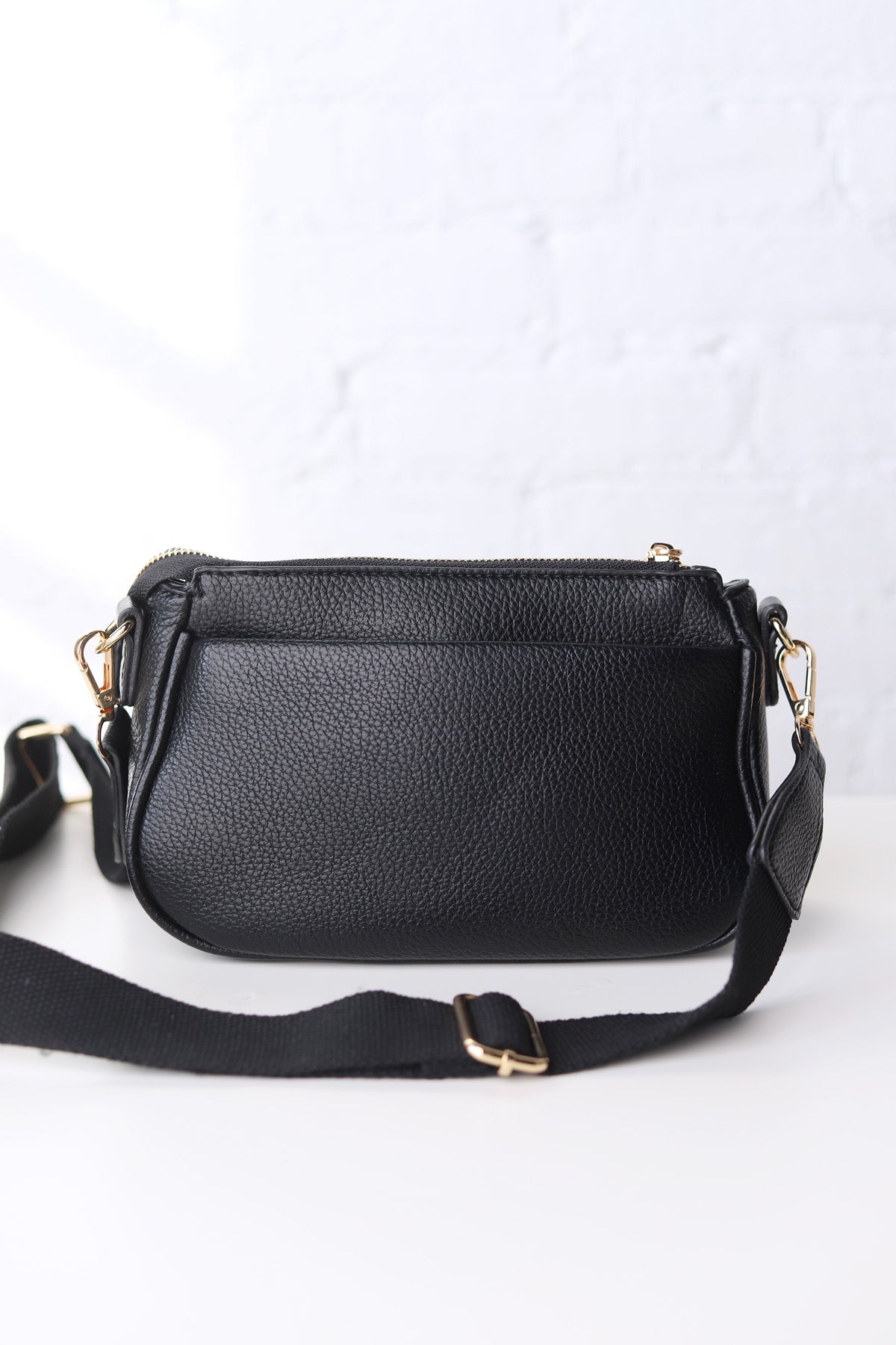 Kallie Snap Front Crossbody w/ Nylon Strap - Black