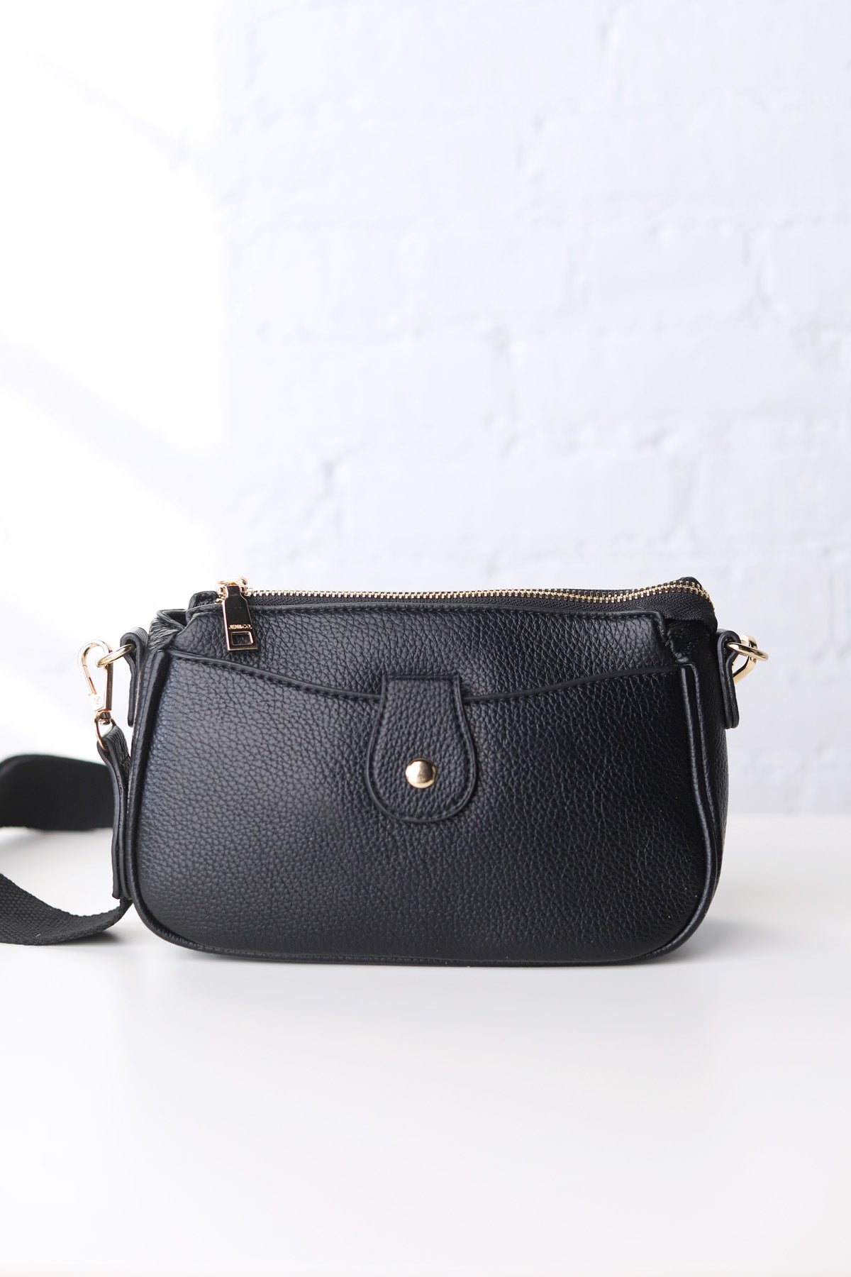 Kallie Snap Front Crossbody w/ Nylon Strap - Black