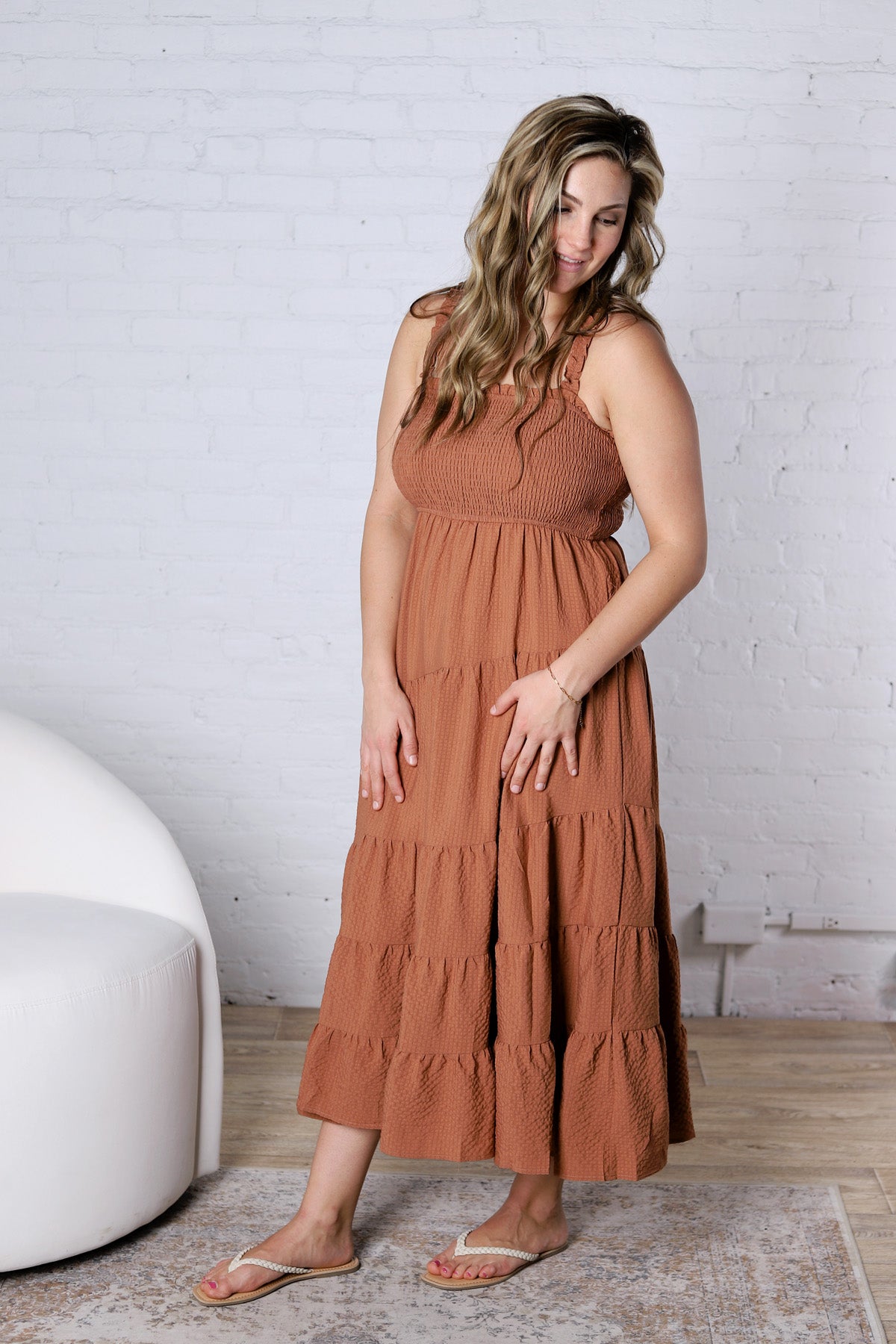 Kallin Smocked Tier Midi Dress FINAL SALE