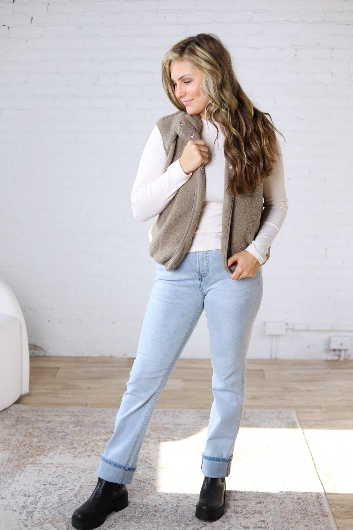 Kamryn Thermal Fleece Vest w/ Pockets - Olive