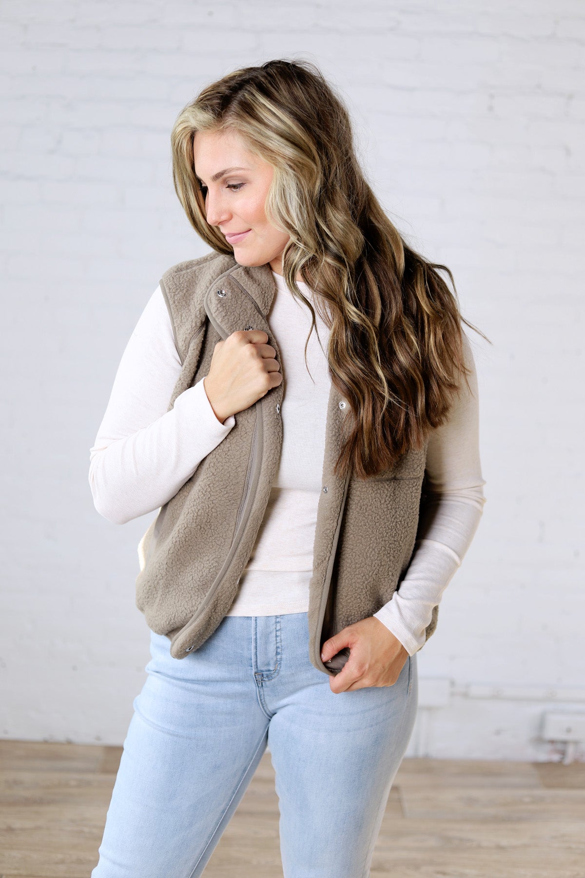 Kamryn Thermal Fleece Vest w/ Pockets - Olive