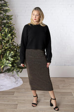 Karie Elastic Waist Lurex Midi Skirt - Final Sale