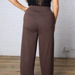 Kassidy Wide Leg Fleece Pants - Coffee Bean