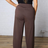 Kassidy Wide Leg Fleece Pants - Coffee Bean